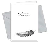 FRUITPRINTS CherryCards - 20er Set Trauerkarten & Umschläge - Feder - Klappkarten In Stiller Trauer - Format A6