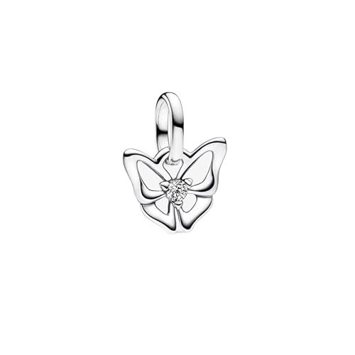 PANDORA ME 793451C01 – Mini ciondolo a forma di farfalla, in argento Sterling con zirconi, compatibile ME e Moments, 2,7×8,7×10 mm, Argento sterling, Zirconia cubica