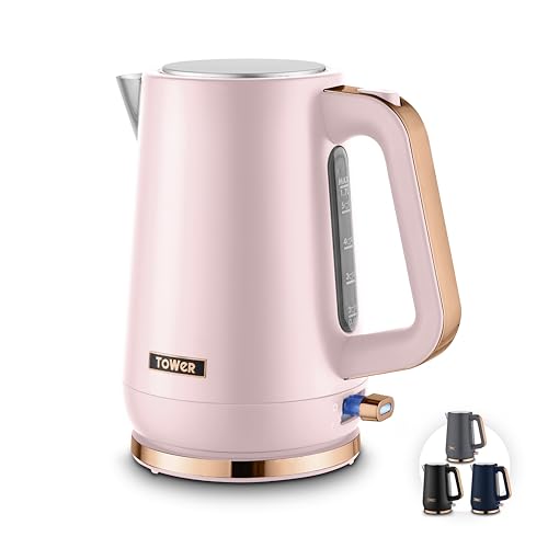 Tower Cavaletto 1.7L Jug Kettle with 3KW Rapid Boil 360 Swivel Base Removable Filter Stainless Steel Body Illuminated Switch Pink T10100PNK