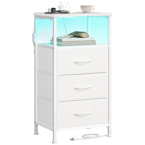 SONGMICS BELLAH Collection - Nightstand with Charging Station and App-Controlled Adjustable LED...
