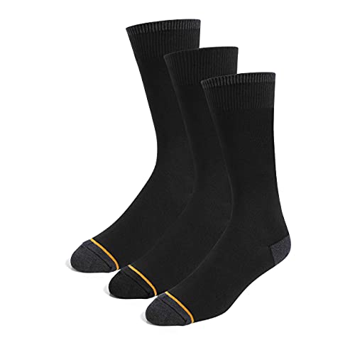 Gold Toe Mens 3-Pair Flat Knit Premium Combed Cotton Crew Socks (Black Asst)2