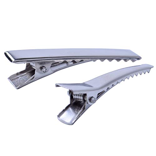 BronaGrand 100 piezas Pinzas de Pelo estilo Cocodrilo plateadas de 4.5 cm con dientes para proyectos de artes y manualidades, secado colgado de ropa, organización de documentos y cuidado del cabello miniatura 4