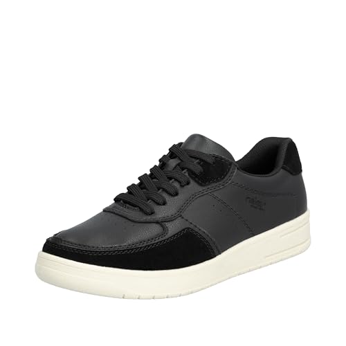 Rieker Homme B7806 chaussures à lacets élégantes en cuir noir pour le quotidien