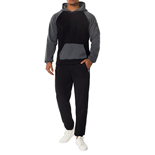 Men's Tracksuits Athletic Sport Outfits Clothes Set, Long Sleeve Pullover Hoodies Sweatshirt Tops+Sweatpants 2 Pcs (Y-01D,Medium) #TOP2