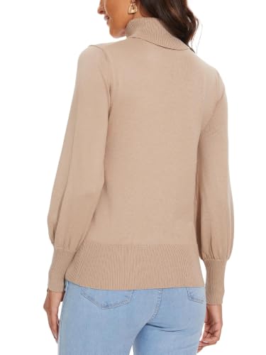 Image of Spicy Sandia Women's Turtleneck Sweaters Pullover Knit Tops Camel M