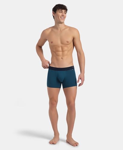 Image of Jockey US60 Men's Super Combed Cotton Elastane Stretch Solid Trunk with Ultrasoft Waistband