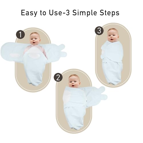 Image of GLLQUEN BABY Swaddles for Newborns 0-3 Months, Adjustable & Easy Fastener | 3-Pack, Baby Boy Swaddles Organic Cotton Womb-Like Nursery Swaddling Blanket reduces startle reflex, Soft & Skin-Friendly