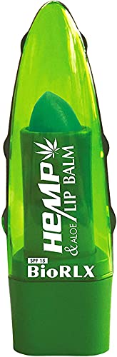 BioRLX Hemp Oil with Aloe Vera Lip Balm SPF15, Color Free, Paraben Free,THC Free