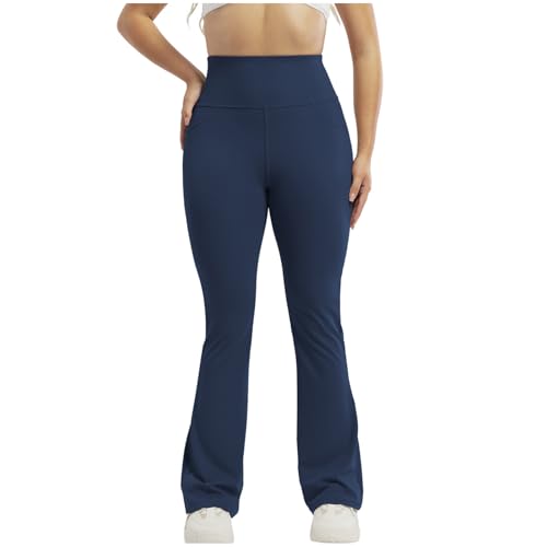 Leggings de gimnasio de pierna ancha, pantalones de yoga para mujer, leggings sin costuras para levantamiento de glúteos, ropa deportiva elástica modesta para mujer, color sólido, cintura alta