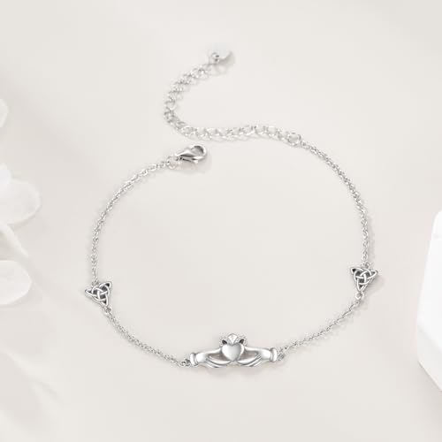 Bracelets for Women Sterling Silver Claddagh Infinity Tree of Life Daisy Bracelets Friendship Adjustable Charm Bracelet Jewelry Birthday Valentines Christmas Gifts for Mom Friends4