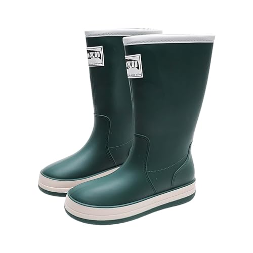 UnoSheng Botas de lluvia para mujer, zapatos coloridos, botines cortos, a la moda, para hombre, casuales, a media pantorrilla, botas de lluvia para mujer, Green, 40 EU