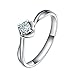 AmDxD Alliance Mariage Femme Or Blanc 18 Carats, Bague Femme de Luxe 4 Griffes Blanc Diamant 0.17ct Bague Femme Taille 47.5