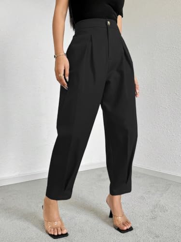 Image of GRECIILOOKS Balloon Fit Ankle Length Women Casual Trousers | Ankle Length Pants for Women Zip & Button | Woman Trousers Balloon Pants