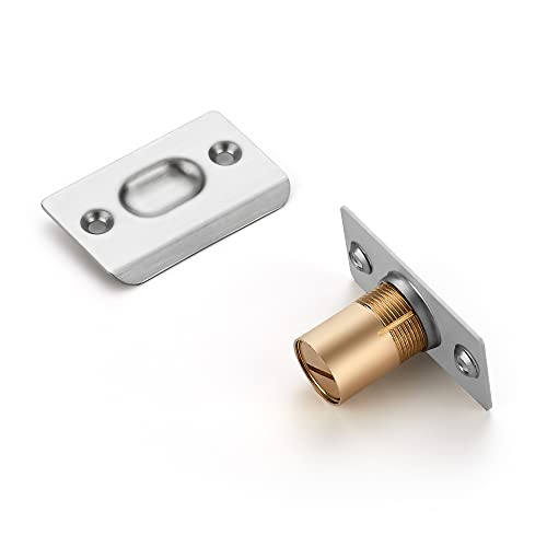 Ravinte Adjustable Ball Door Catch, Closet Ball Bearing Door Latch, Solid Brass Body & Stainless Steel Strike Plate, 2 Pack, Silver