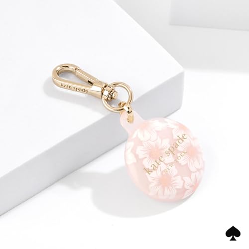 Image of kate spade new york AirTag Holder with Gold Ring Clip - Hollyhock Cream
