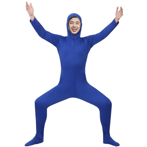 [Formemory] 全身タイツ コスチューム コスプレ 顔部分が開いている 仮装 ストレッチ 顔出し 変装 伸縮 着ぐるみ おもしろ コスチューム 衣装 ハロウィン 仮装 学園祭 歓迎会 文化祭 (ブルー, M)