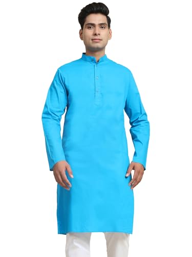 Image of Men's Cotton Solid Dress Long Kurta Regular Fit Casual