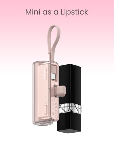 Image of Sharge Flow Mini 2 Power Bank 5000mAh | 22.5W Fast Charging | Built-in USB-C & Lightning Cable | Pocket Size Portable Charger for iPhone 17 /16 /15 /14, Samsung Galaxy S26, OnePlus, AirPods | Pink
