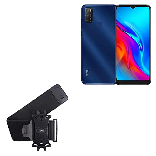 BoxWave Holster Compatible with TCL 20E - ActiveStretch Sport Armband, Adjustable Armband for Workout and Running - Jet Black