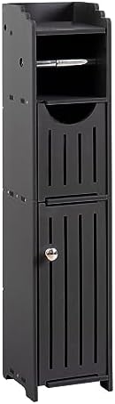 AOJEZOR Bathroom Storage Cabinet: Toilet Paper Holder Fit for Mega Roll - Matte Black