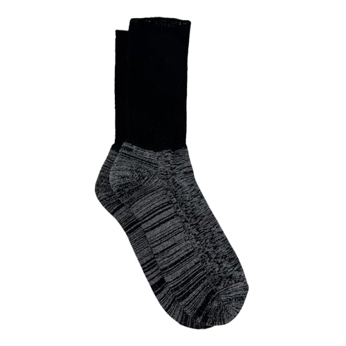Image of Mint & Oak Padded Diabetic Socks for Men & Women - Black | Breathable Cotton Blend | Blister Protection | Non-Binding Comfort Fit Extra Wide Cuff | Free Size