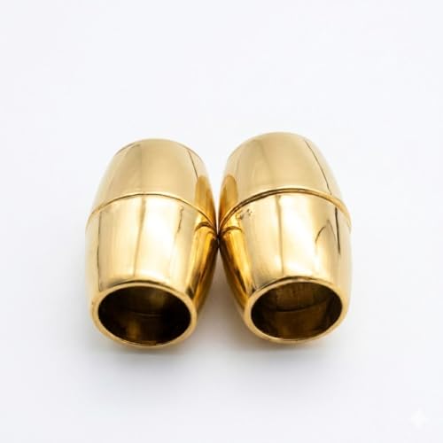Image of Beadsnfashion 10 Pcs Oval Magnetic Leather Cord Connectors Clasp 16x9mm, 6mm Hole Size Gold Finish | Premium Magnetic Clasp for Jewellery Making, Bracelets & Necklaces | Essential Jewelry Findings for DIY Crafting