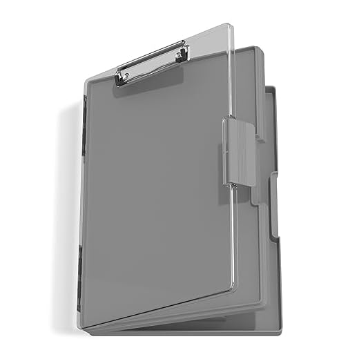 Hongri 8.5 x 11 Clipboard with Storage, Folder Nursing Clipboards Side Opening, Heavy Duty Clipboard with Dual Compartment Storage Box, Smooth Writing for Work, Office & School Supplies(Grey)