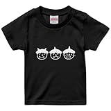 [igsticker] Tシャツ キッズ 子供 150 サイズ デザイン プリント size おしゃれ クルーネック 黒 ブラック t-shirt 031598 節分 鬼 表情 かわいい