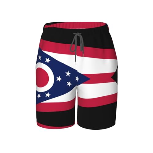 Ohio State Flag Youth Beach Pants, Soft and Breathable, with Drawstring Waist, Suitable for Sports and Leisure.