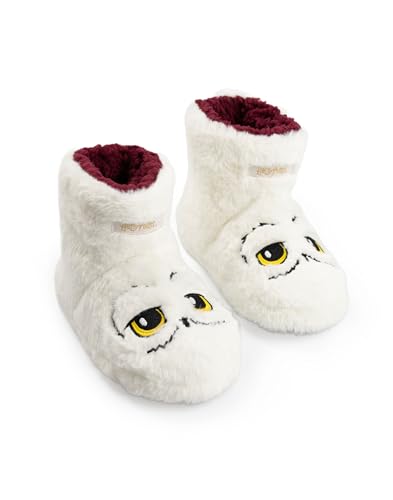 Harry Potter Hedwig Girls White Cosy High-Rise Slippers | Fluffy Homewear for Indoor Comfort Kids Footwear | Merch