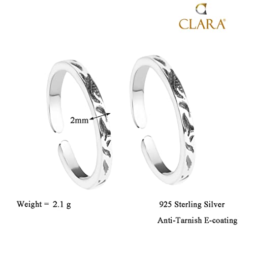CLARA 925 Sterling Silver Toe Rings Pair | Size Adjustable | Gift for Women and Girls - Image 4