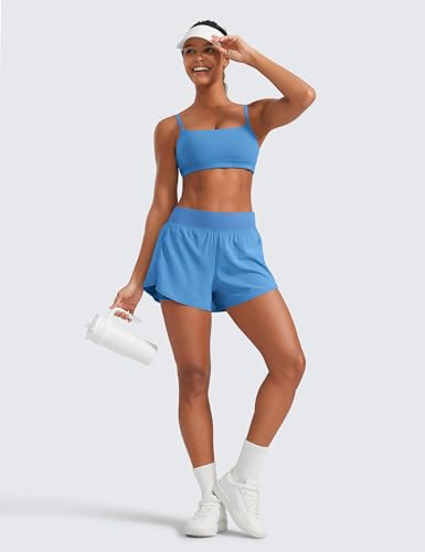 Image of CRZ YOGA 2 in 1 Double Layer Running Shorts 3 inch | High Waisted, Quick Dry, Lightweight, Zip Pockets, for Women