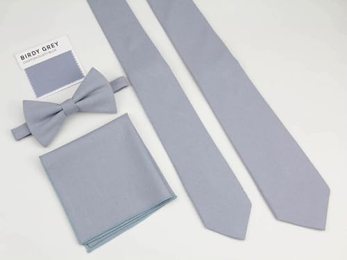 Image of Mens Solid Linen Ties - Slim Pattern Necktie for Men Wedding Groomsmen