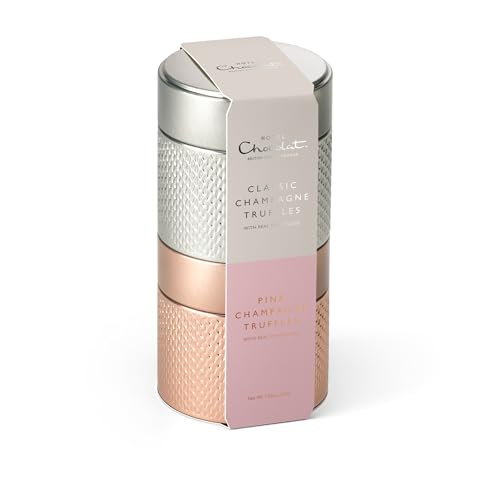 Hotel Chocolat - Pink and Classic Champagne Truffles Tin 200 g - Chocolate Gifts For Birthday Thank You Anniversary - Gifts For Her & Him