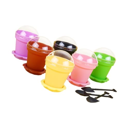FRCOLOR 50セット カップケーキ型多肉植物ポット 蓋付き 屋内外用盆栽鉢 花鉢表示用 色混合 独立スコップ付 ランダムカラー ランダムカラー