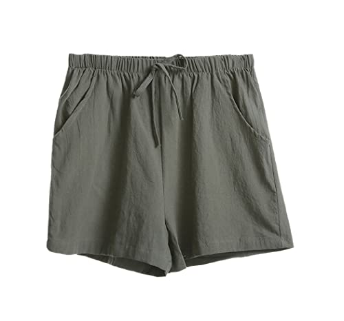 Short en lin femme taille haute coupe large vêtement été décontracté