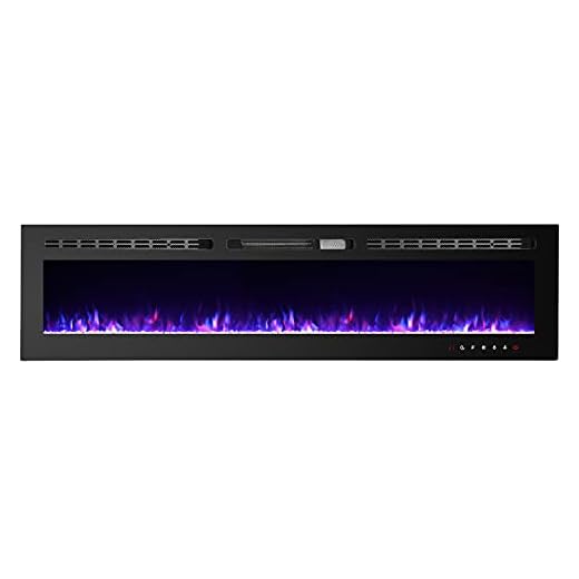 CharaVector Electric Fireplaces Recessed Wall Mounted Fireplace Insert 70 Inch Wide Heater LED Fire Place Remote Control & Touch Screen