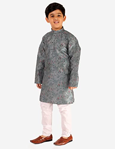 Pro-Ethic Style Developer Boys Silk Floral Kurta Pajama Set | Embellished Design | Ethnic Wear