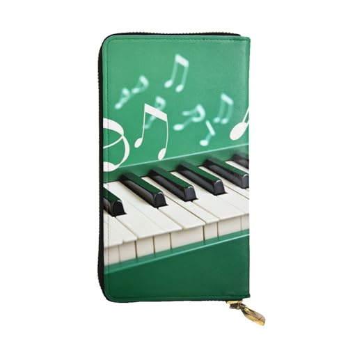 Green And White Piano Keys Wallet For Women Men Clutch Rfid Blocking Leather Wallets Large Capacity Purse Credit Card Holder Money Case With Zipper Phone Holder Long Travel Purse