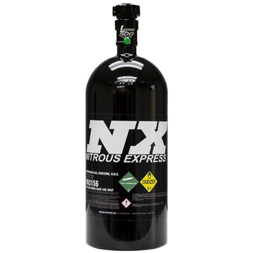 Nitrous Express 10 LB Bottle W/Lightning 500 Valve (6.89 Dia. X 20.19 Tall), Black, -6 Nipple