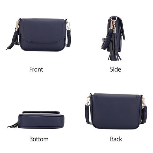 Image of EVVE Small Crossbody Bags for Women Trendy Flap Saddle Purses with Tassel Vegan leather Shoulder bag
