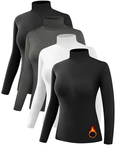 Dalavch 4 Pack Women’s Thermal Turtleneck Shirts, Women Turtle Neck