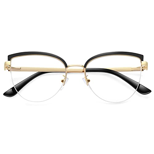 Image of MEETSUN Cat Eye Blue Light Blocking Glasses Women Metal Frame Computer Eyeglasses Fake Glasses for Anti Eyestrain & UV Glare