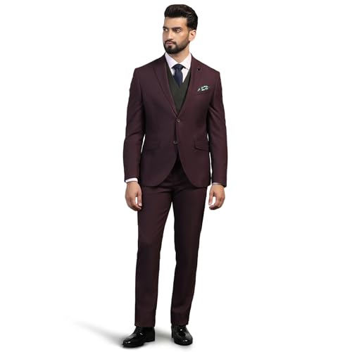 Image of Blackberrys Men Poly-Blend Textured Slim Fit Blue Suit
