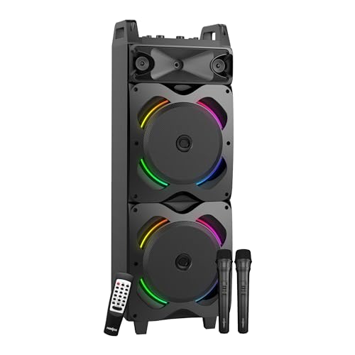 Image of FRONTECH SW-0021 Rise Wireless Bluetooth 100W 5.0 Trolley Speaker with RGB Party Lights, Wireless Mic, Up to 4 Hours Playtime, 1.0 Channel - 1 Year Warranty (Black)