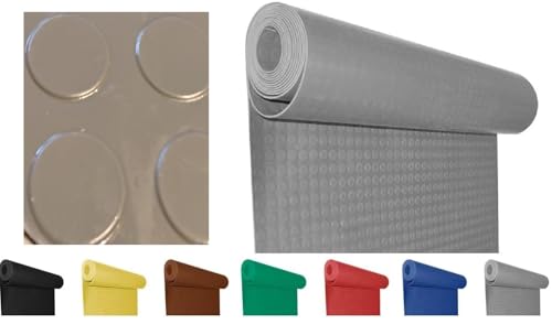 Mugar- Suelo de Goma Antideslizante - Pavimento de círculos | Suelo de Caucho | Colores Decorativos | Rollo de la Medida seleccionada (Gris, 1x1m)