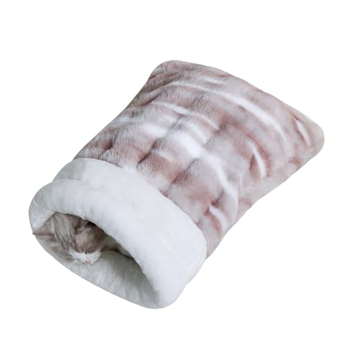 CHULPET Katzen-Schlafsack, Katzenhöhlen-Schlafsack, Plüsch-Haustier-Kuschel-Tasche-Decke-Matte, Waschbare Versteckhöhle für Katzen und kleine Hund...