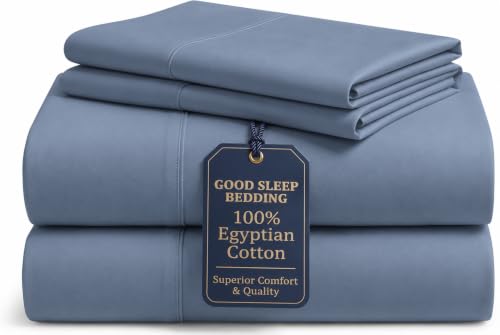 Image of 100% Egyptian Cotton Sheets King Size, 4 Piece, Slate Gray Sheets King Size
