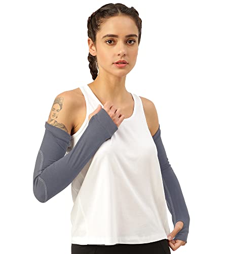 Image of Freecultr Women Breathable Bamboo Cotton Antibacterial Arm Sleeves with Built-in Gloves | Soft, Sweat-Wicking & Skin-Friendly