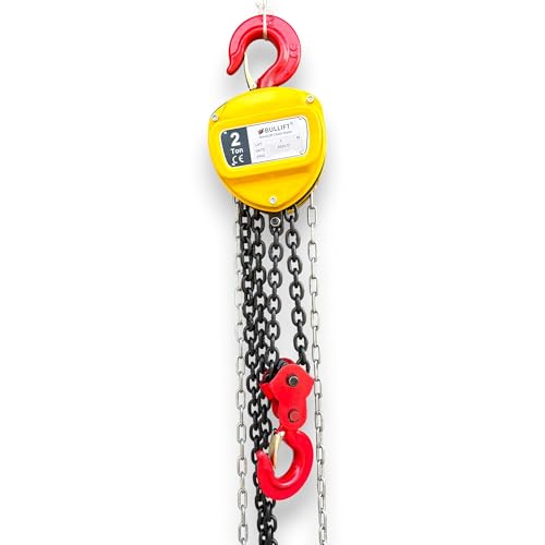 Image of inchBULLIFT inch Hand Chain Pulley Block 2 Ton Capacity, Heavy Duty Manual Hand Hoist 3M Lift Industrial-Grade Steel Construction for Lifting Good in Transport Workshop Garages Warehouse (2 Ton 3 Meter)